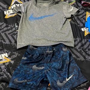 Nike Gray and Blue Dri-FIT Set